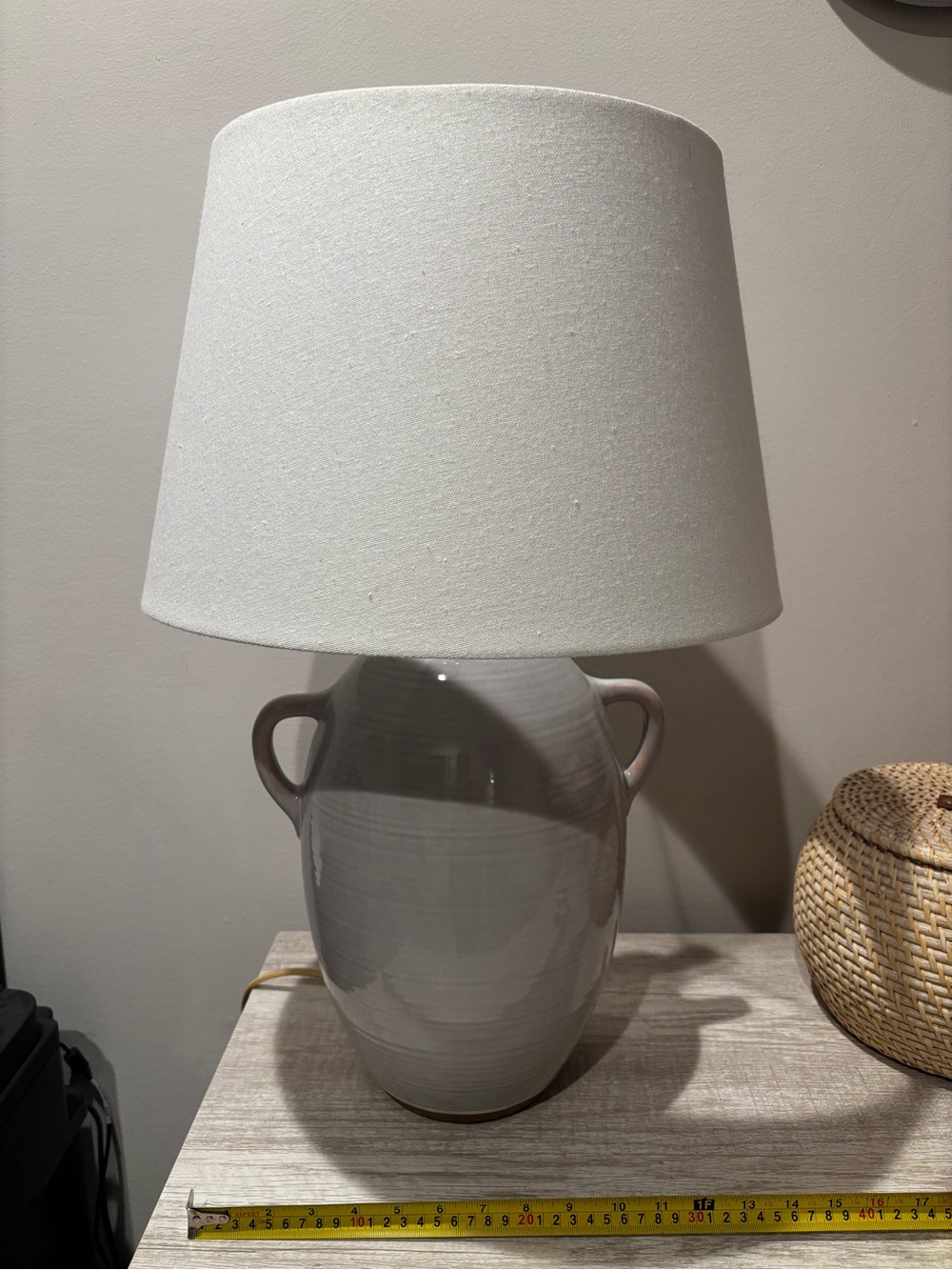 Target Gray Ceramic Two-Handled Table Lamp with White Shade